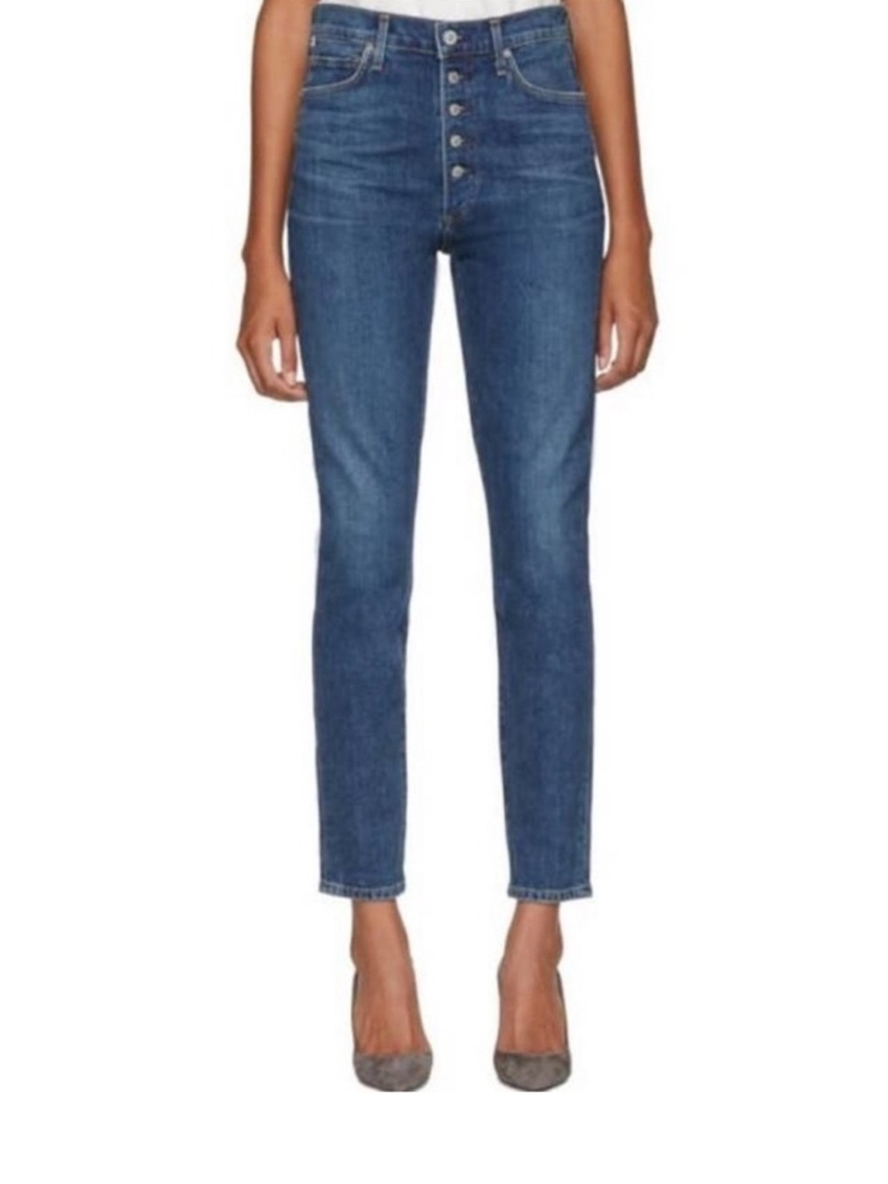 Citizens Of Humanity High-Rise Button-Fly Slim Straight Jeans - Blue